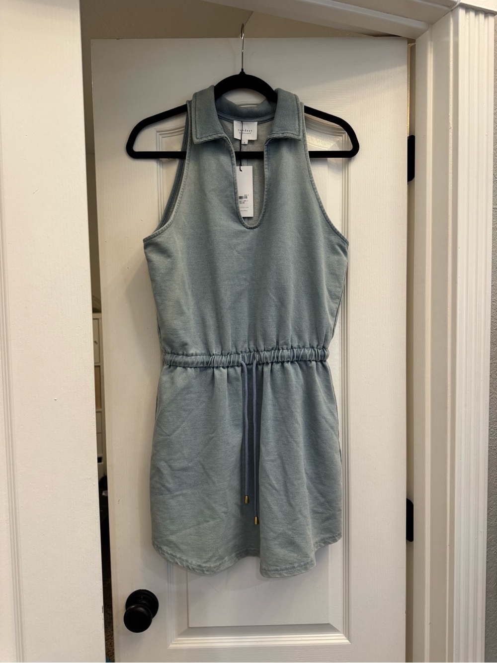 We Are Sundays Denim Collared One-Piece Dress with Drawstring